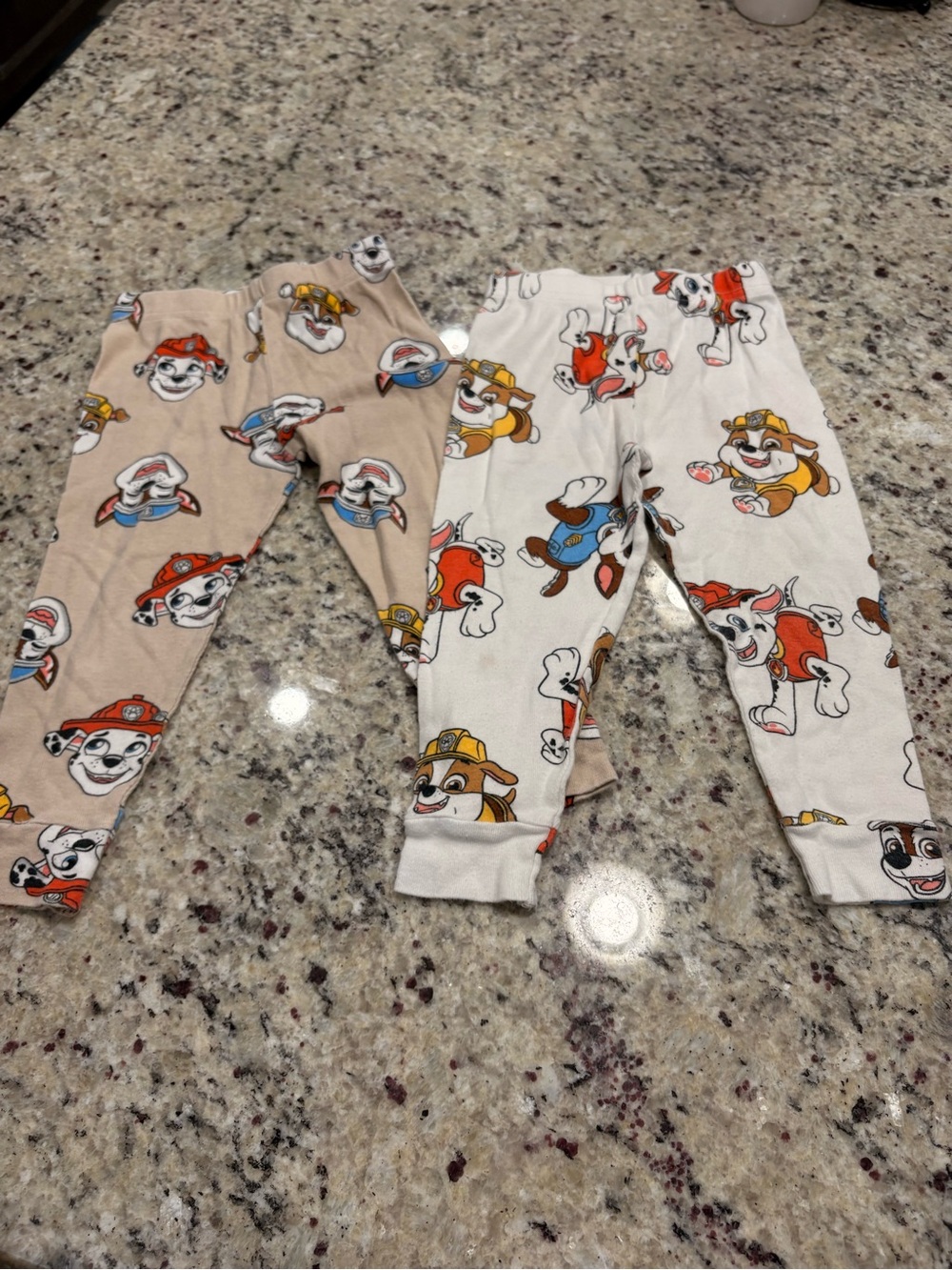 Paw Patrol 2 pair boys 3t pajama pants cream and tan with pups all over GUC